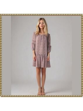 Max Studio Pink Print Boho Mini Dress Medium